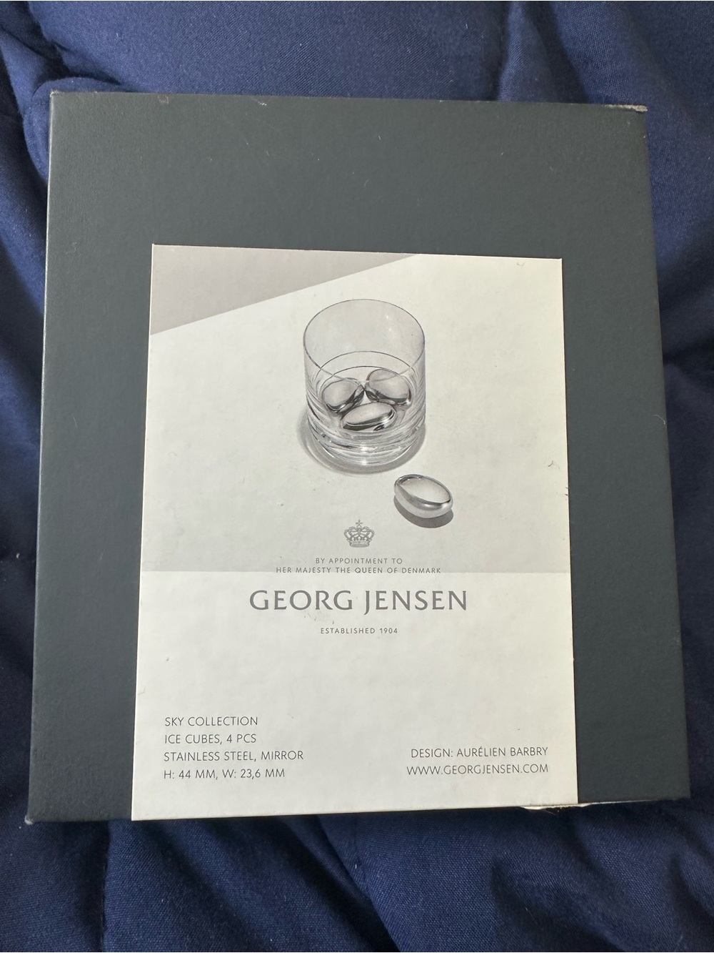 Georg Jensen Sky Stainless Steel Whiskey Ice Cubes Set of 4 NIB with Pouch